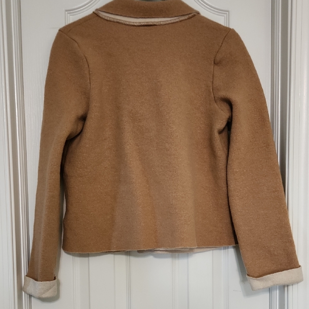 Tan Peacoat with Notched Lapel and Wool Blend Fabric - Picture 5 of 8